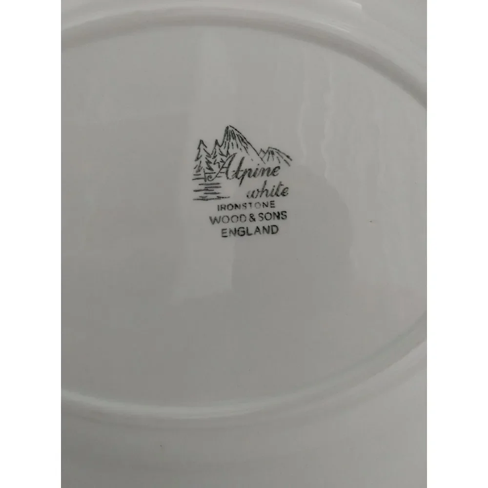 Wood & Sons England Alpine White Ironstone Oval‎ Platter Burgundy Red Rose 12